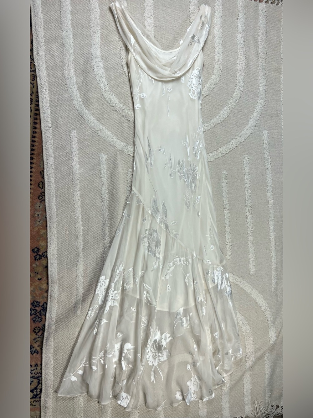Vintage Beaded Draped Cream Silk Blend Dress – Fairy Dress – Size 4 - Picture 16 of 16